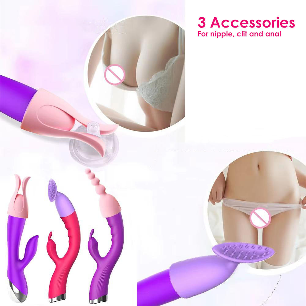 10-Speed Double Pleasure Dildo Vibrator with Accessories