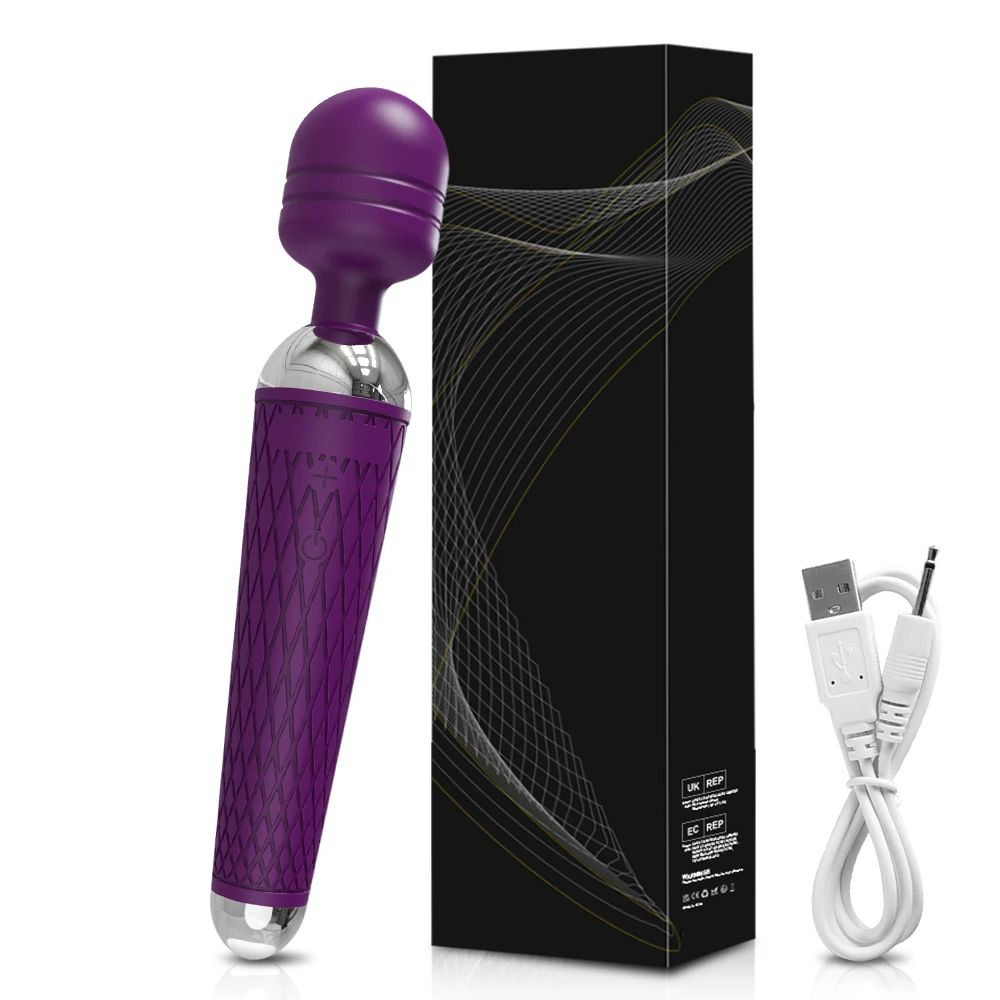 20-Speed-AV-Vibrator-Magic-Wand-Dark-Purple-with-Box