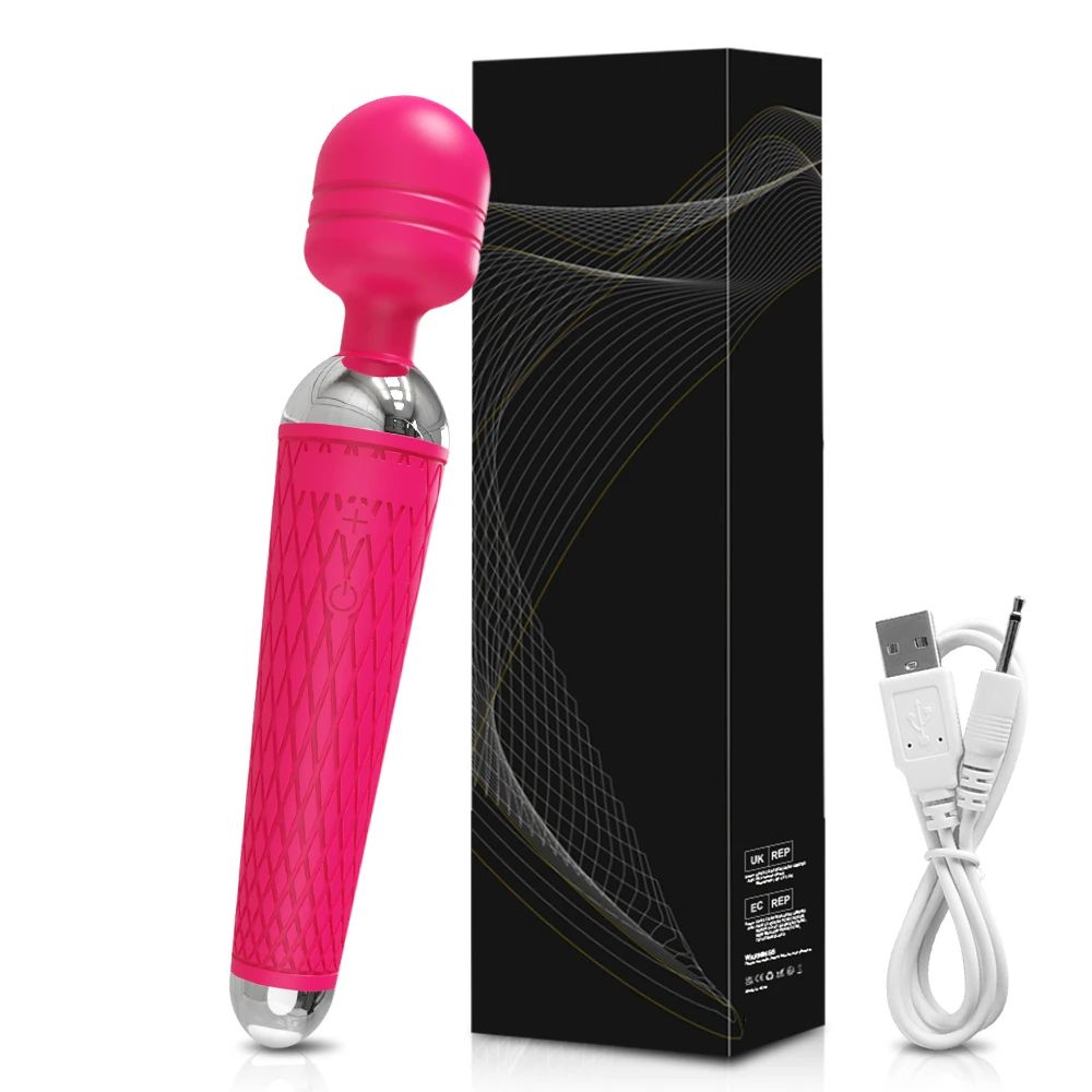 20-Speed-AV-Vibrator-Magic-Wand-Rose-Red-with-Box