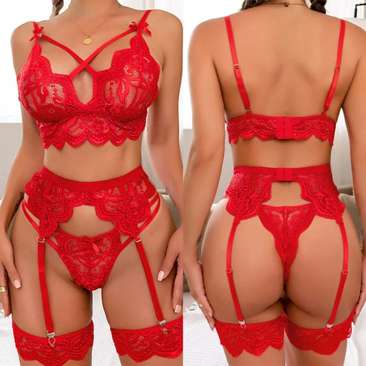 3pcsSexySee-throughLingerieSetRed_1