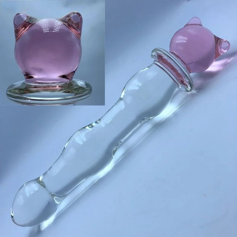 CrystalGlassAnalPlugBeadsCat