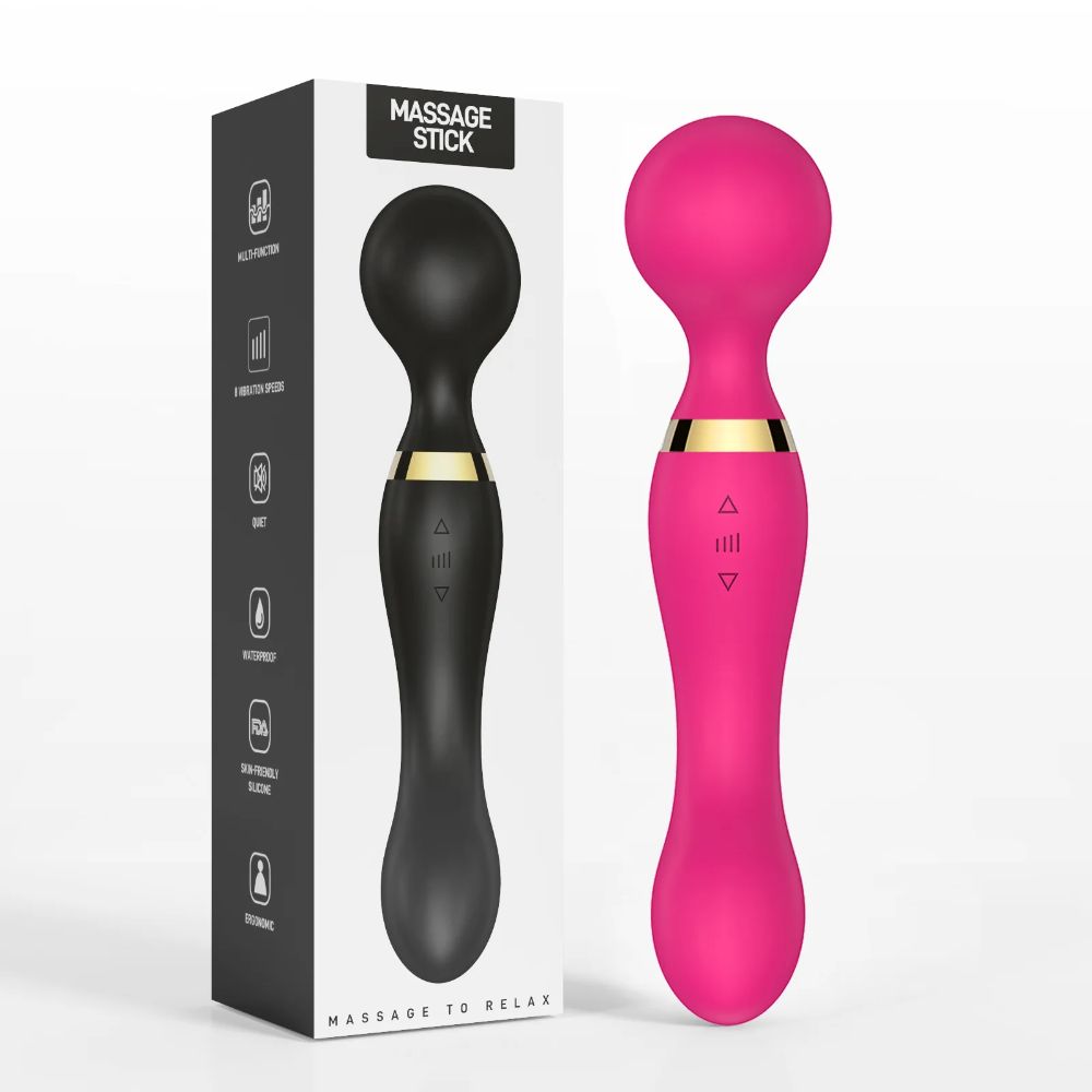 Dual-Head-AV-Shocking-Vibrator-Rose-Red-with-Box