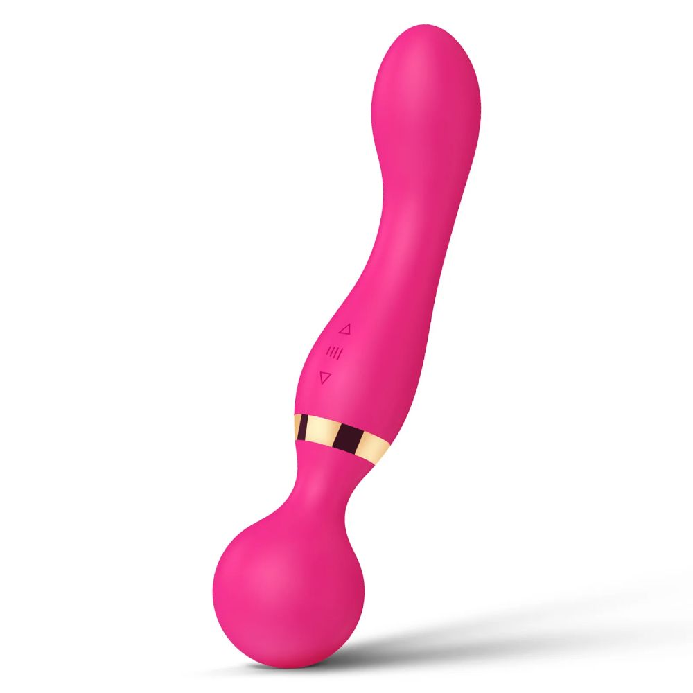 Dual-Head-AV-Shocking-Vibrator-Rose-Red