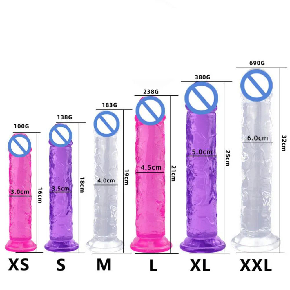 JellyDildowithSuctionCup6sizes