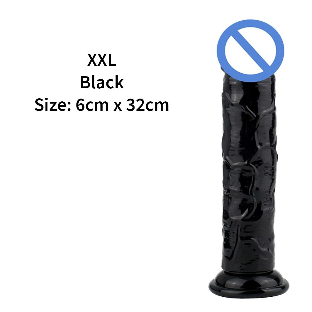 JellyDildowithSuctionCupBlackXXL