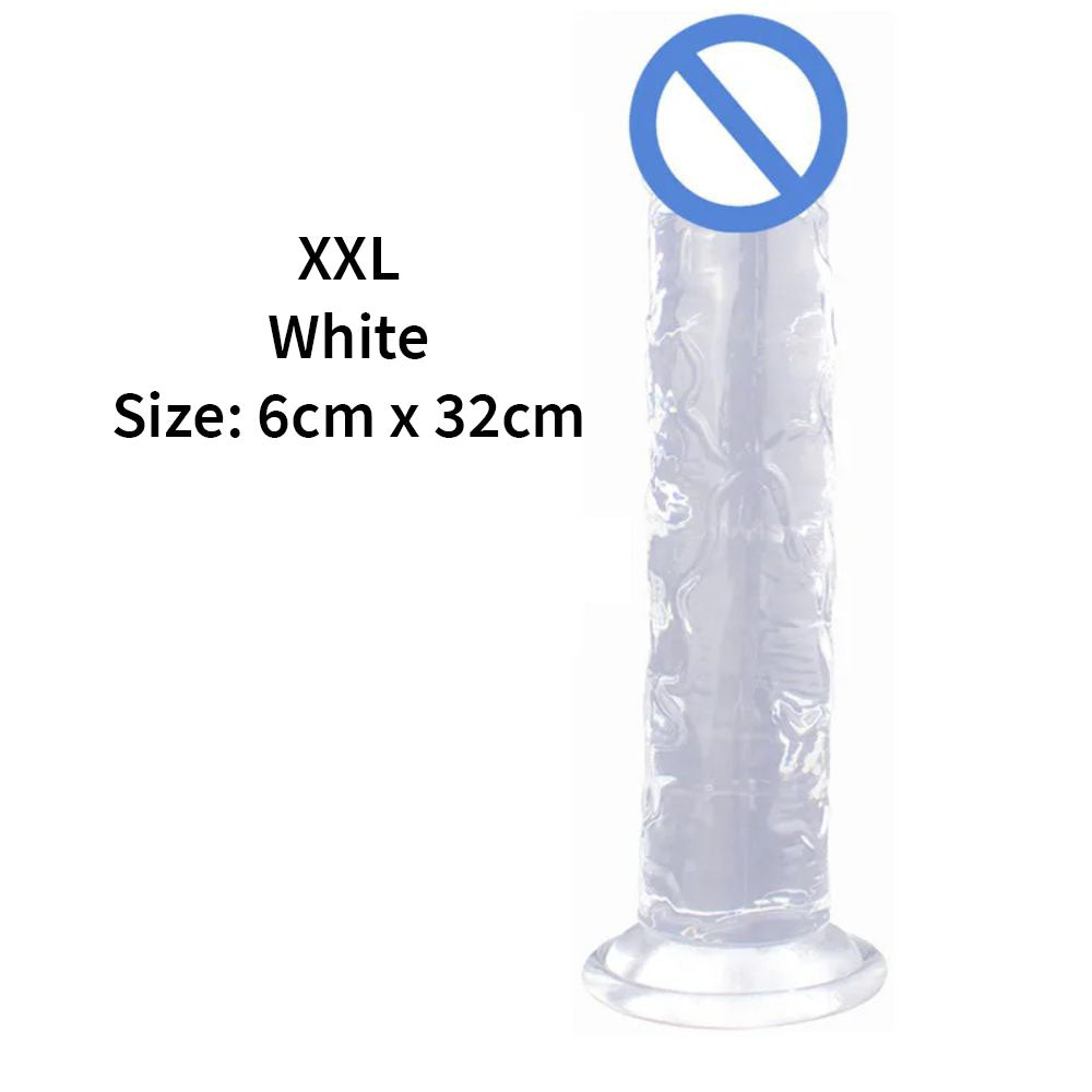 JellyDildowithSuctionCupwhiteXXL