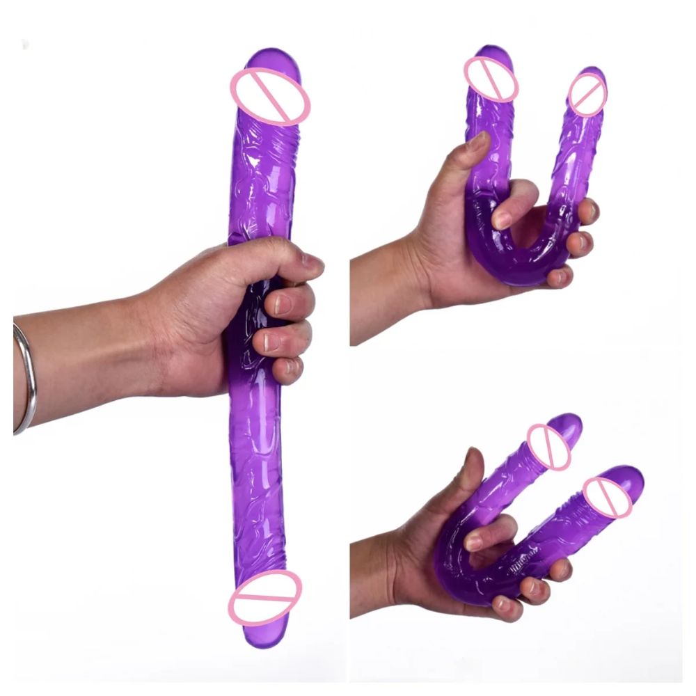 LongDoubleHeadJellyDildoPurple