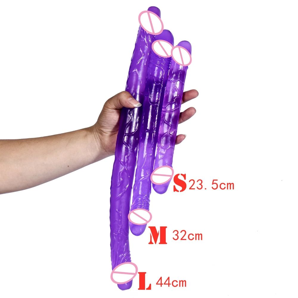 LongDoubleHeadJellyDildoPurpleMultiSizes