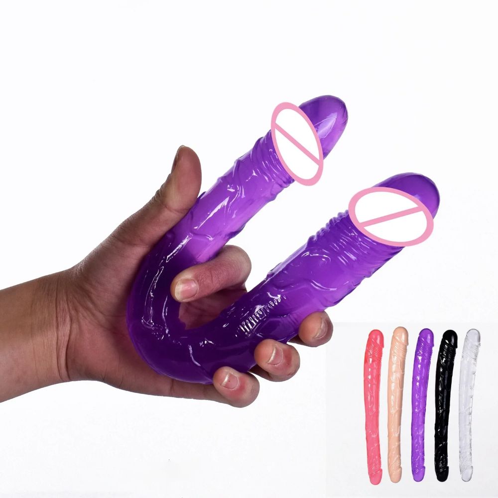 LongDoubleHeadJellyDildoPurple_1