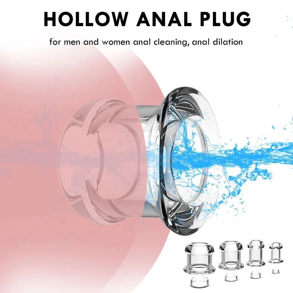 Transparent-Hollow-Speculum-Butt-Plug-Anal-Washing