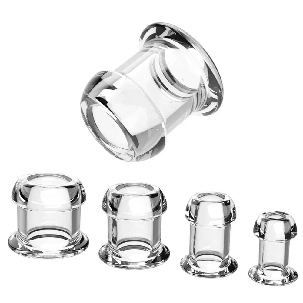 Transparent-Hollow-Speculum-Butt-Plug-Clear-Four-Sizes