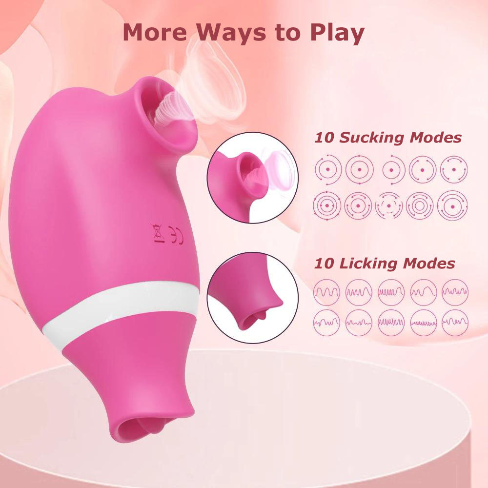 Travel Friendly 2-in-1 Sucking and Licking Vibrator