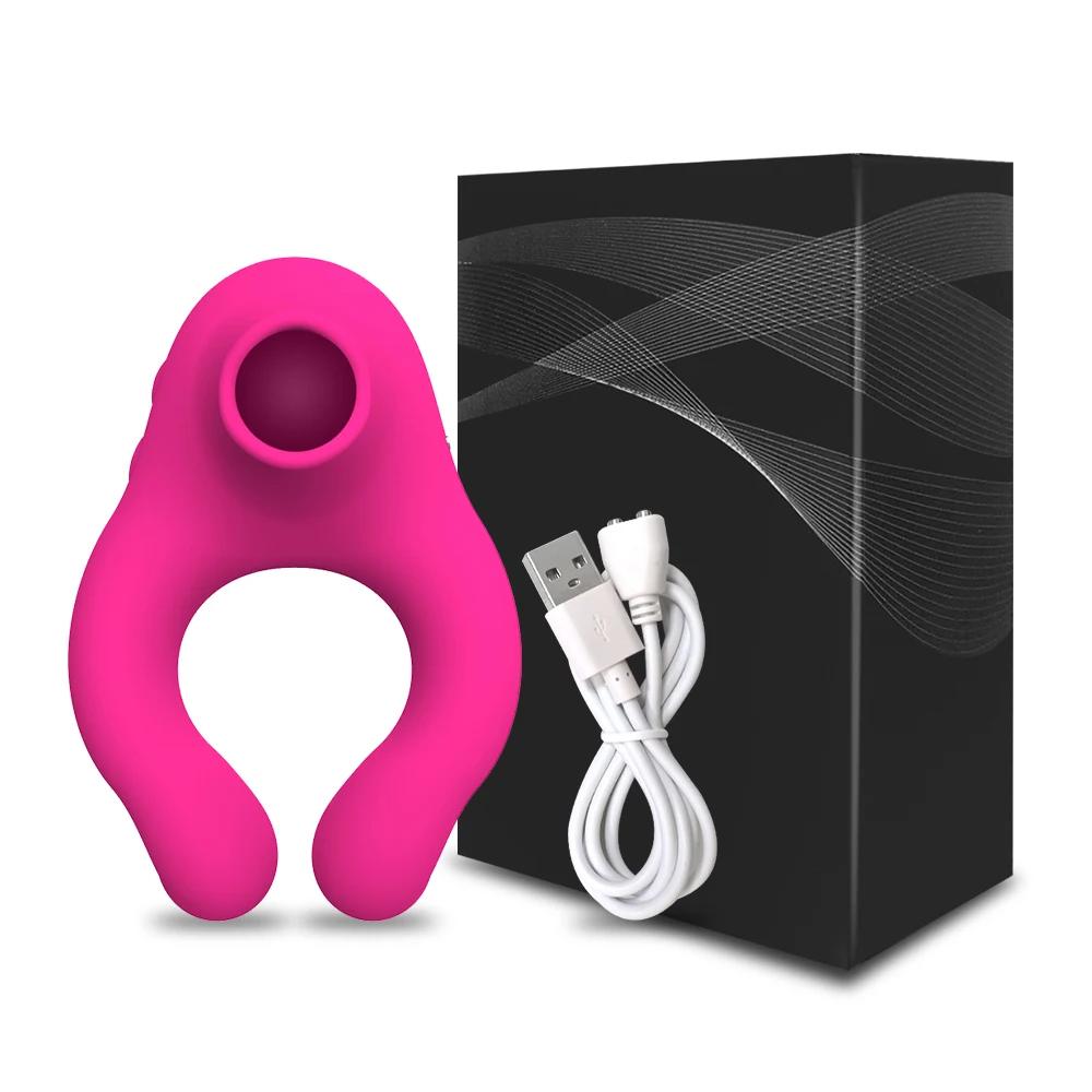 Clip-on Cock Vibrator with Clit Sucker